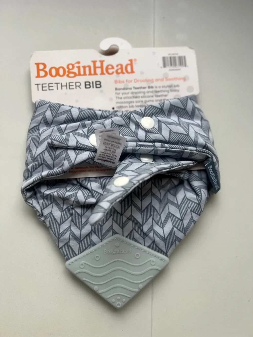 BooginHead Cotton Baby Bandana Teething Bib 2-Pack, Blue Feathers